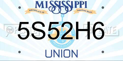 5S52H6 Mississippi License Plate