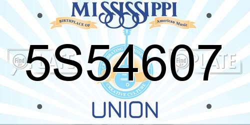 5S54607 Mississippi License Plate