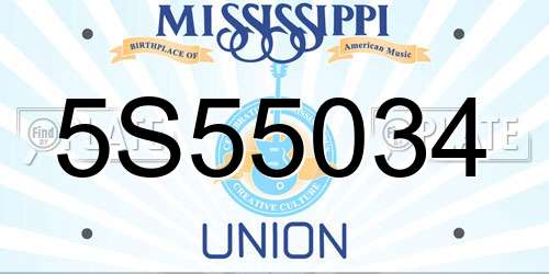 5S55034 Mississippi License Plate