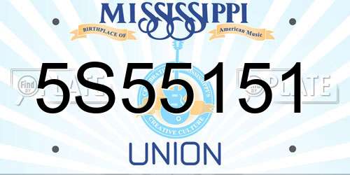 5S55151 Mississippi License Plate