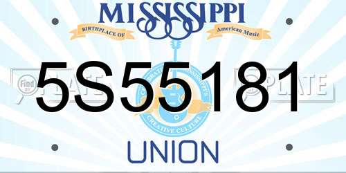 5S55181 Mississippi License Plate