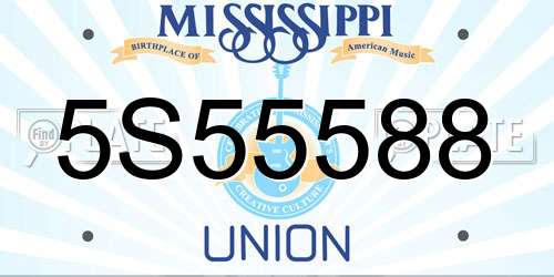 5S55588 Mississippi License Plate