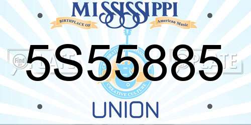 5S55885 Mississippi License Plate