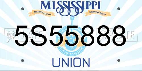 5S55888 Mississippi License Plate