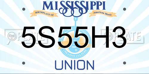 5S55H3 Mississippi License Plate