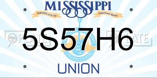 5S57H6 Mississippi License Plate