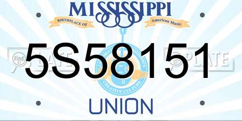 5S58151 Mississippi License Plate