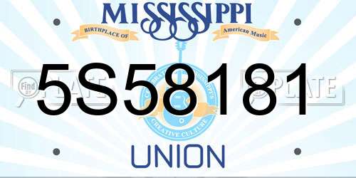 5S58181 Mississippi License Plate