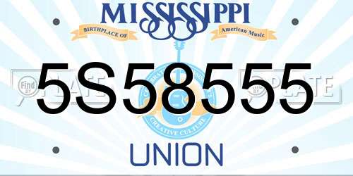 5S58555 Mississippi License Plate