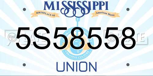 5S58558 Mississippi License Plate