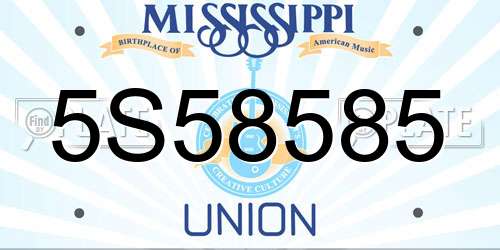 5S58585 Mississippi License Plate