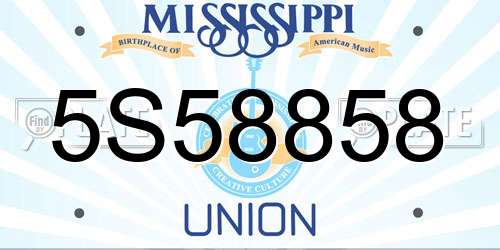 5S58858 Mississippi License Plate
