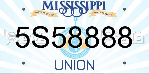 5S58888 Mississippi License Plate