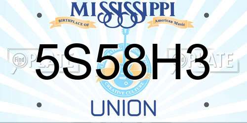 5S58H3 Mississippi License Plate