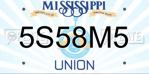 5S58M5 Mississippi License Plate