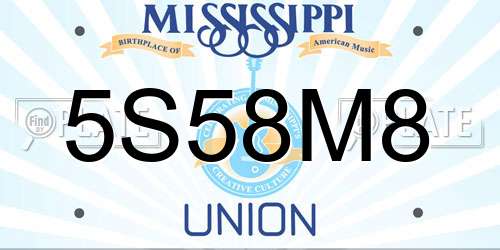 5S58M8 Mississippi License Plate