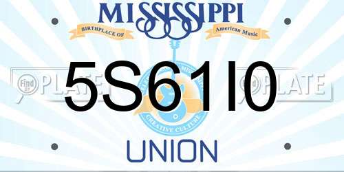 5S61I0 Mississippi License Plate