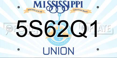 5S62Q1 Mississippi License Plate