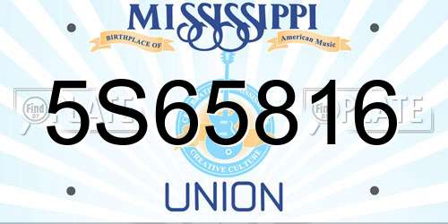 5S65816 Mississippi License Plate