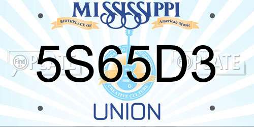 5S65D3 Mississippi License Plate