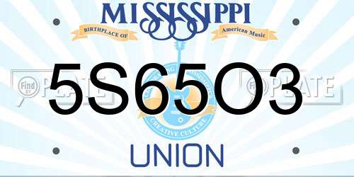5S65O3 Mississippi License Plate