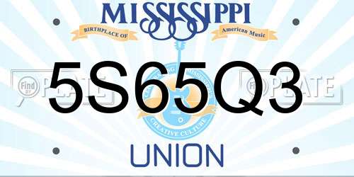 5S65Q3 Mississippi License Plate