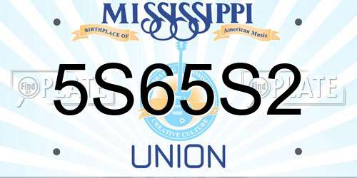 5S65S2 Mississippi License Plate