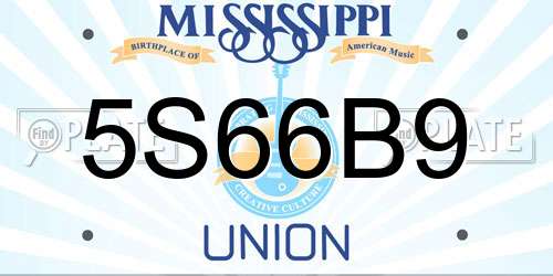 5S66B9 Mississippi License Plate