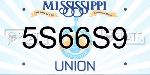 5S66S9 Mississippi License Plate