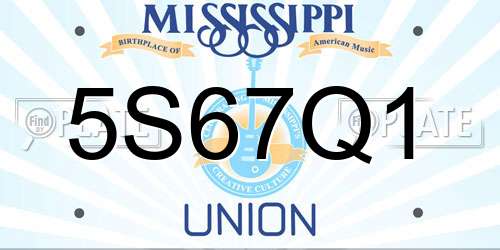 5S67Q1 Mississippi License Plate