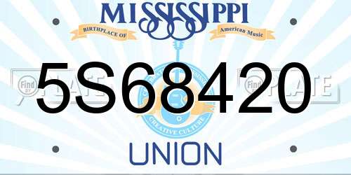 5S68420 Mississippi License Plate
