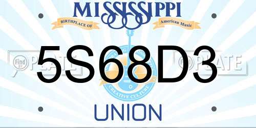 5S68D3 Mississippi License Plate