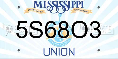 5S68O3 Mississippi License Plate