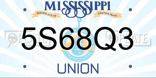5S68Q3 Mississippi License Plate