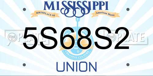 5S68S2 Mississippi License Plate
