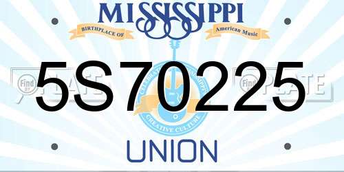 5S70225 Mississippi License Plate