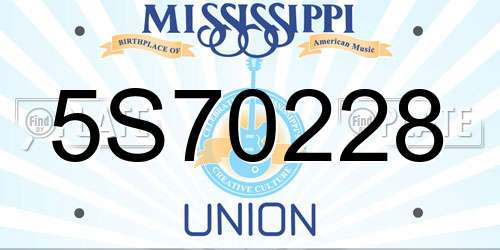 5S70228 Mississippi License Plate