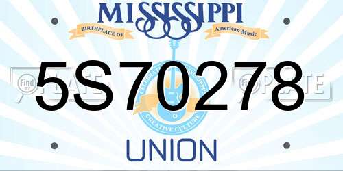 5S70278 Mississippi License Plate