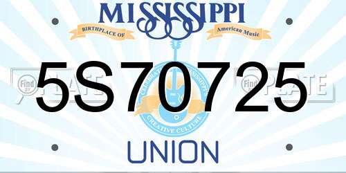 5S70725 Mississippi License Plate