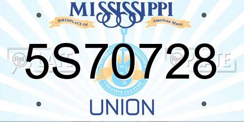 5S70728 Mississippi License Plate