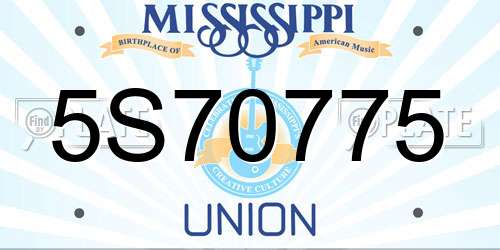 5S70775 Mississippi License Plate