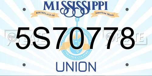 5S70778 Mississippi License Plate
