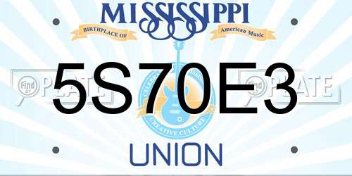 5S70E3 Mississippi License Plate