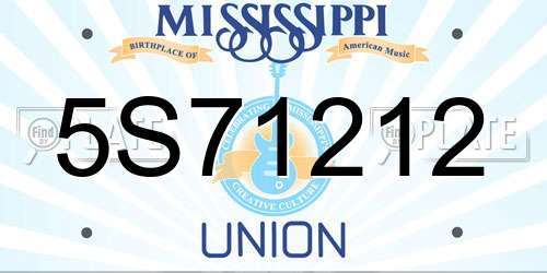 5S71212 Mississippi License Plate