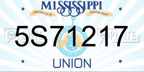 5S71217 Mississippi License Plate