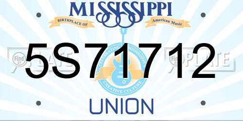 5S71712 Mississippi License Plate