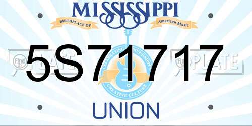 5S71717 Mississippi License Plate