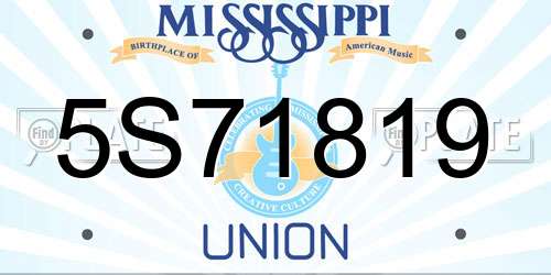 5S71819 Mississippi License Plate