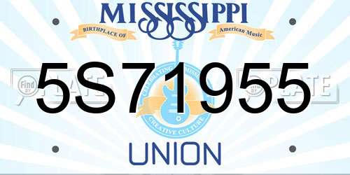 5S71955 Mississippi License Plate