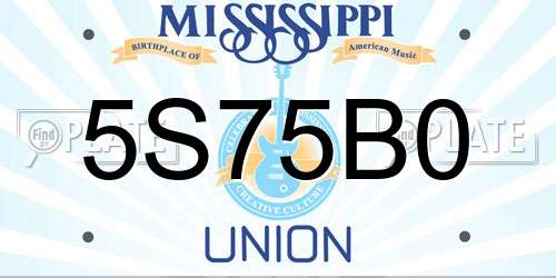 5S75B0 Mississippi License Plate